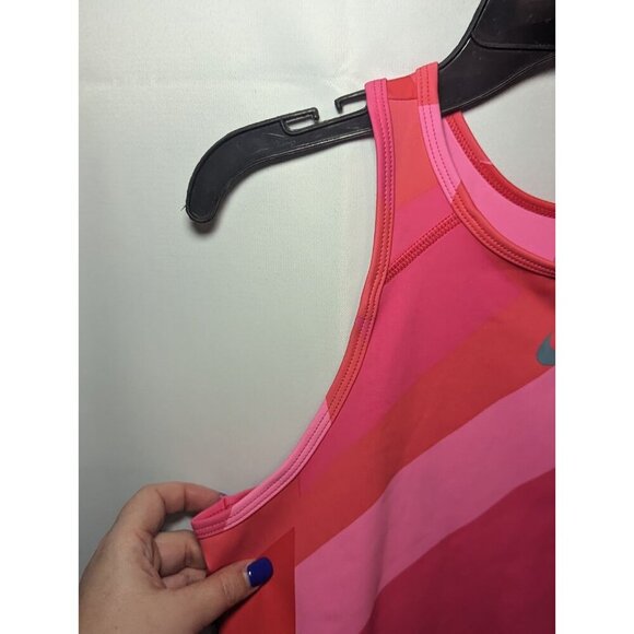 Nike FD0954-635 Women's Sz S Pink/Red Dri-Fit Cropped Training Tank Top - Picture 3 of 11